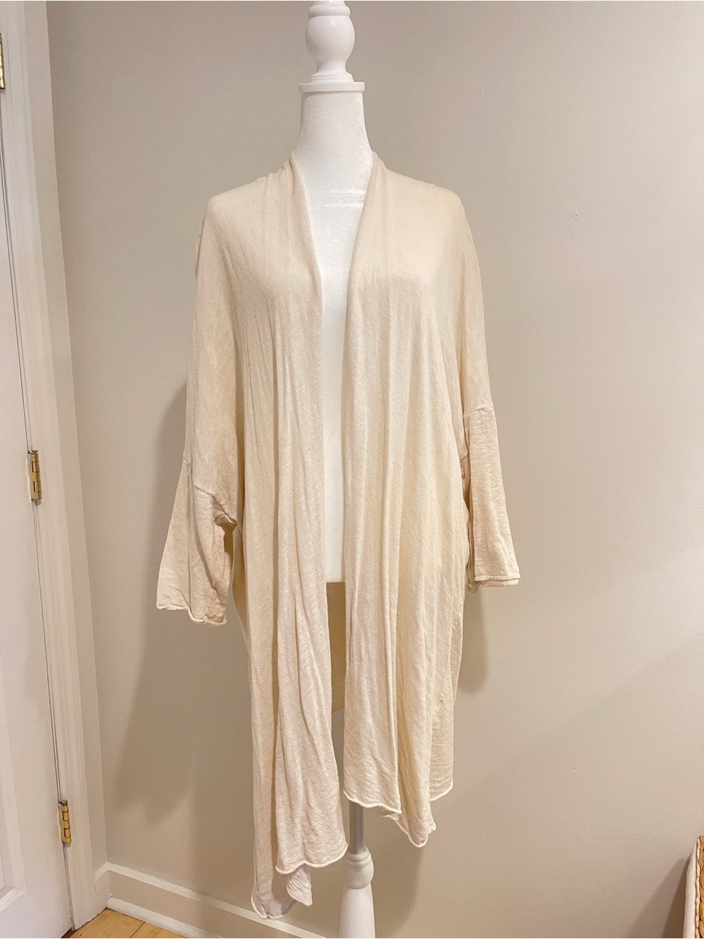 Zara Cream Open-Front Draped Cape